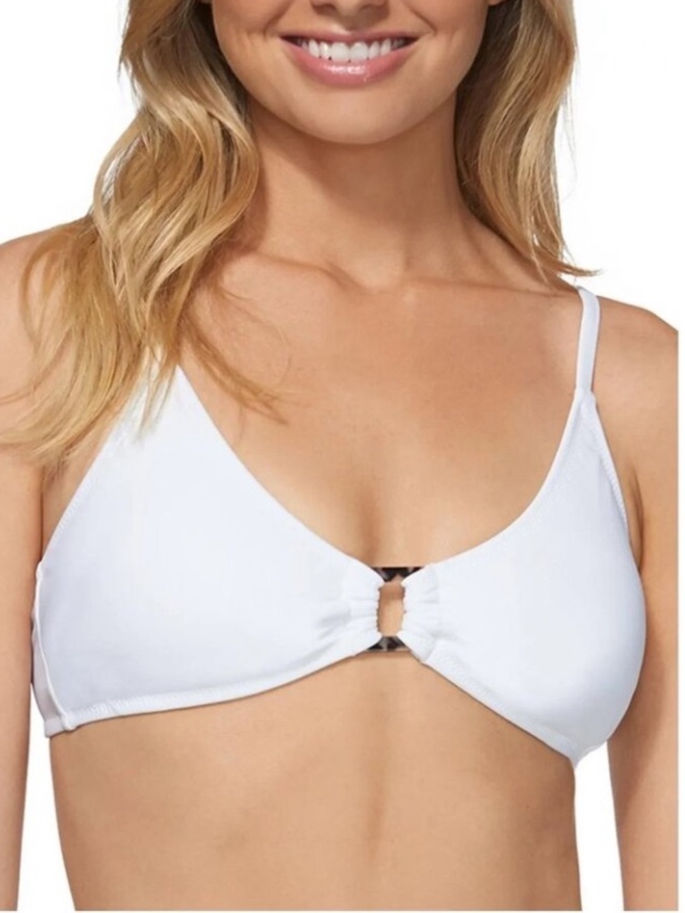 Raisins White Cali O-Ring Bra Bikini Swim Top Junior Size Medium NWT